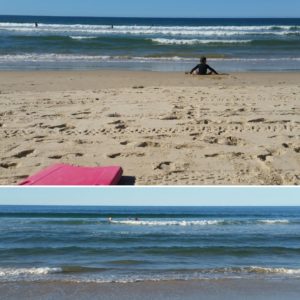 Bodyboarden am Noosa Mainbeach